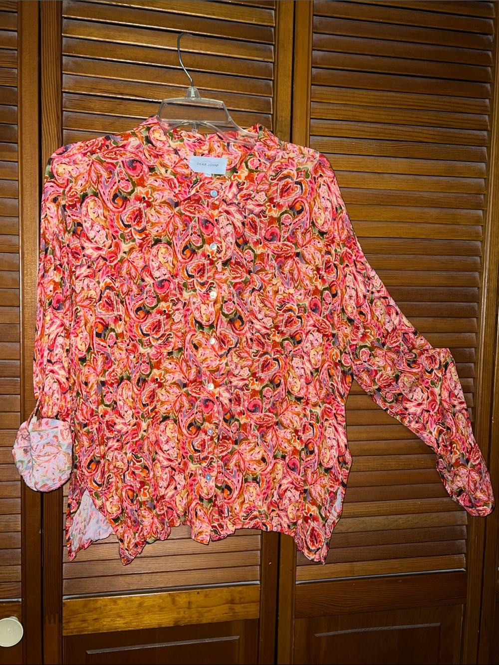 Dear John Pink Paisley Button-Front Blouse